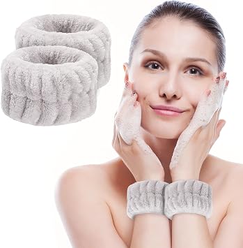 Soft Microfiber Wrist Bands for Washing Face, Absorbent Towel Scrunchies, Prevent Liquid Spills, Reusable Face Washing Accessories