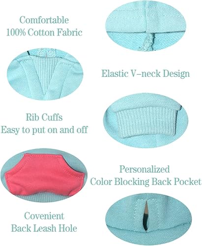 Miniatura 3 de Sudaderas con capucha para perro Green SZAT PRO Teacup, ropa de cachorro 100% algodón para perros y gatos pequeños, ropa de chihuahua, suéteres para