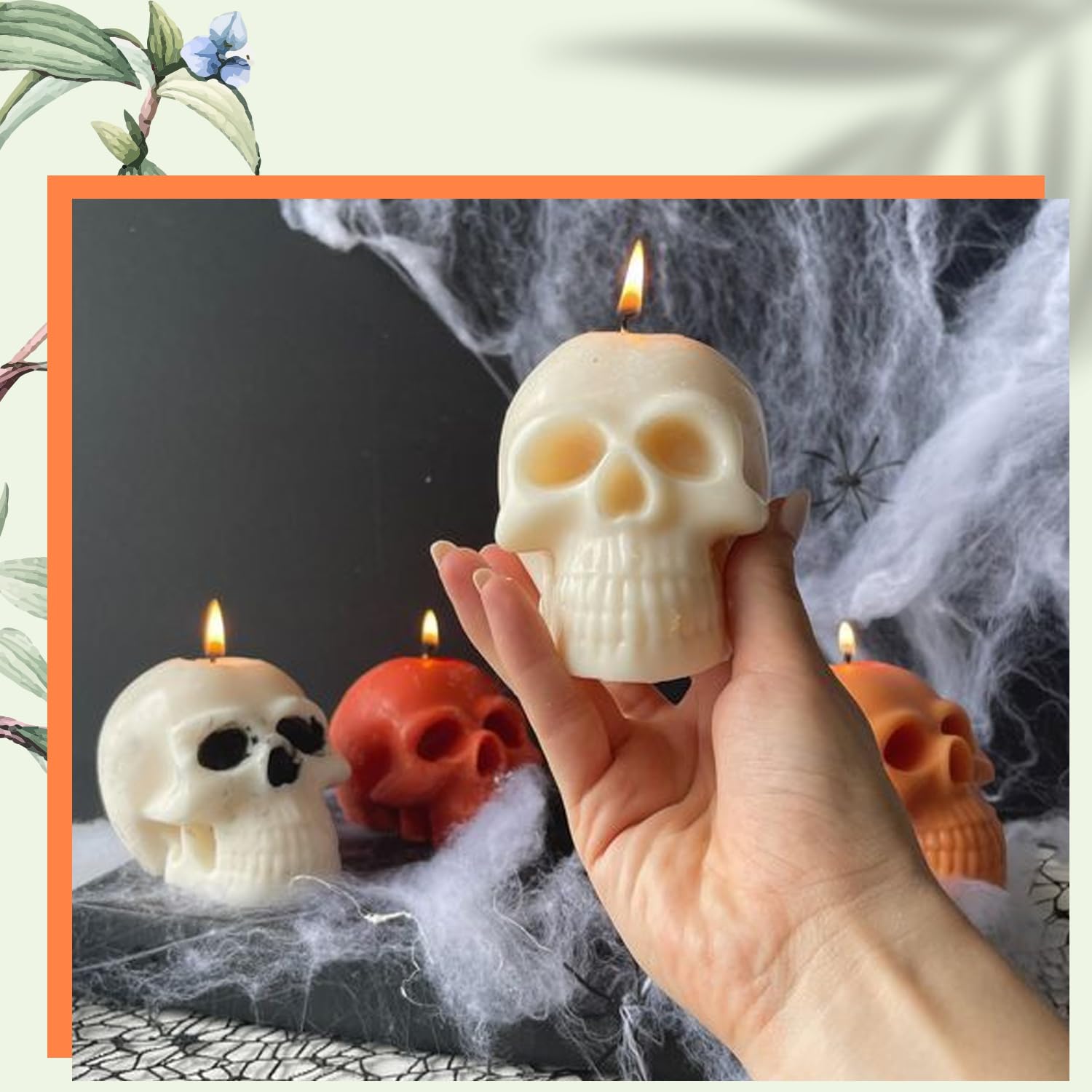 Kit completo de fabricación de velas para adultos con olla de fusión de cera digital | Juego de cera de soja con molde de cabeza de calavera, tarros de velas, fragancia, tintes y más