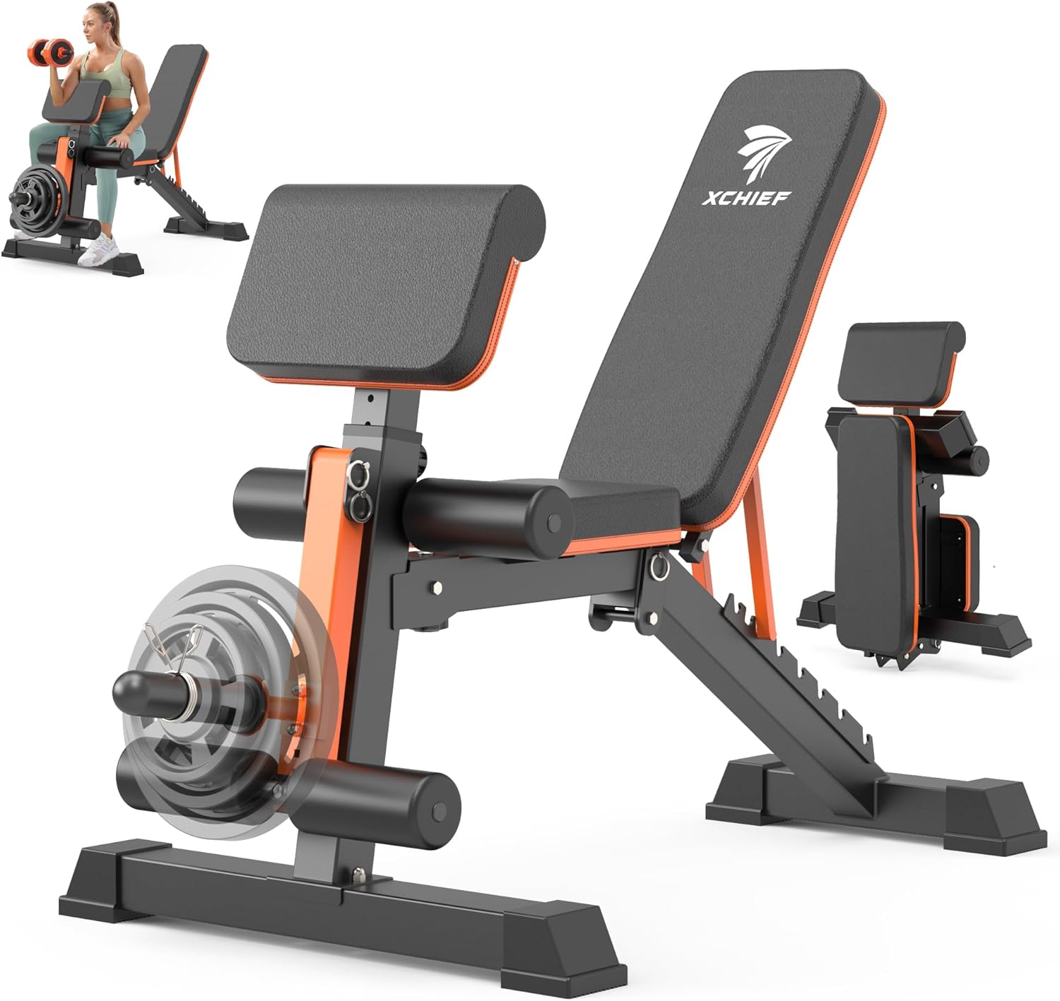 Adjustable Weight Bench - 1000LBS Heavy Duty Foldable Workout Bench Press with Leg Extension