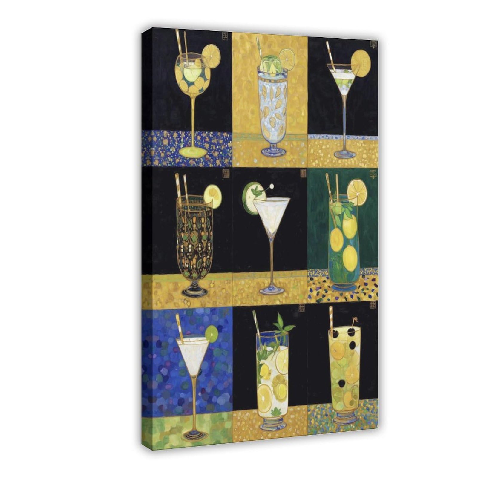 Ywtjax Frame-Style Cocktail Glasses Poster Canvas Poster For Dorm Room Decor Gift