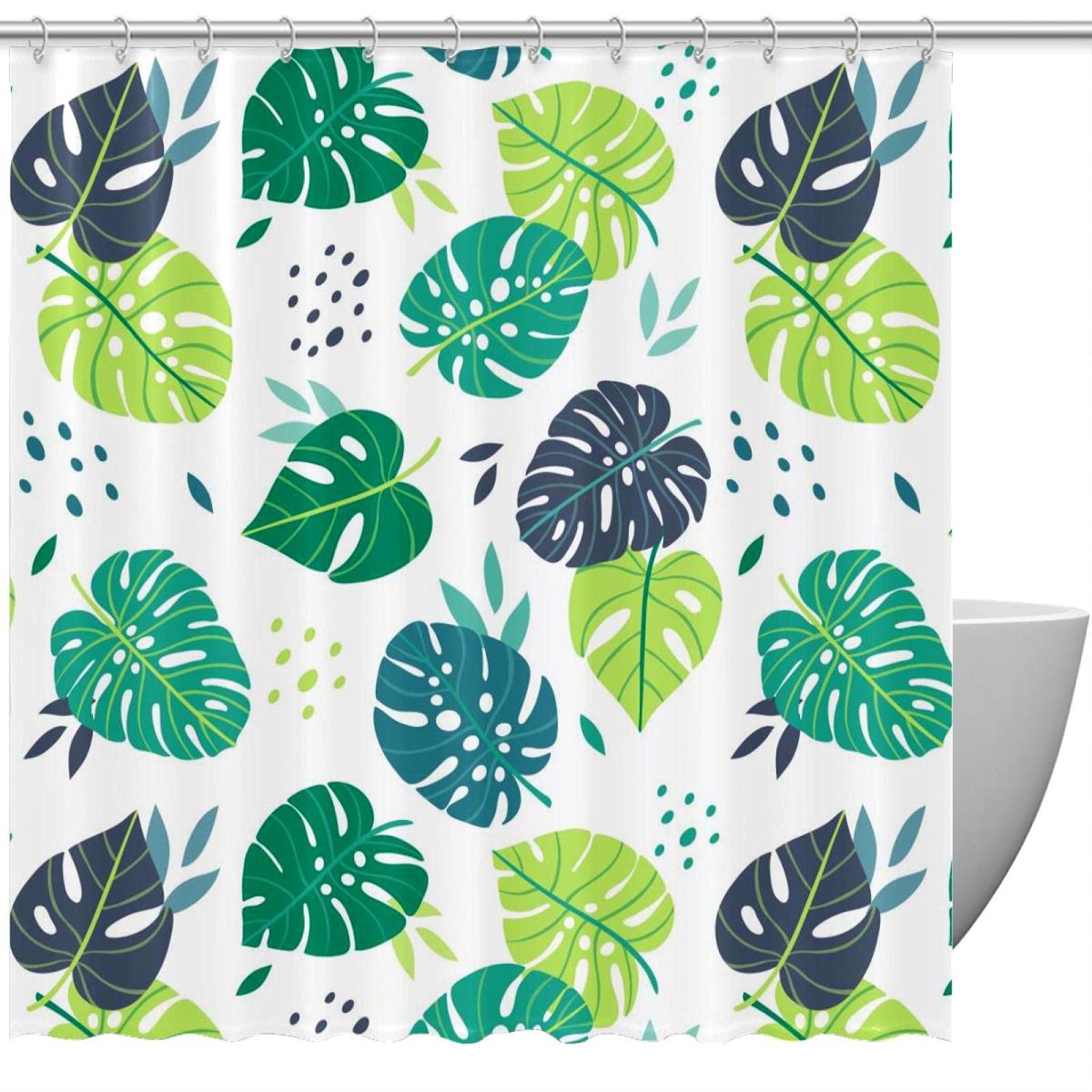 Rideau de douche feuilles de Monstera pour ambiance spa nature