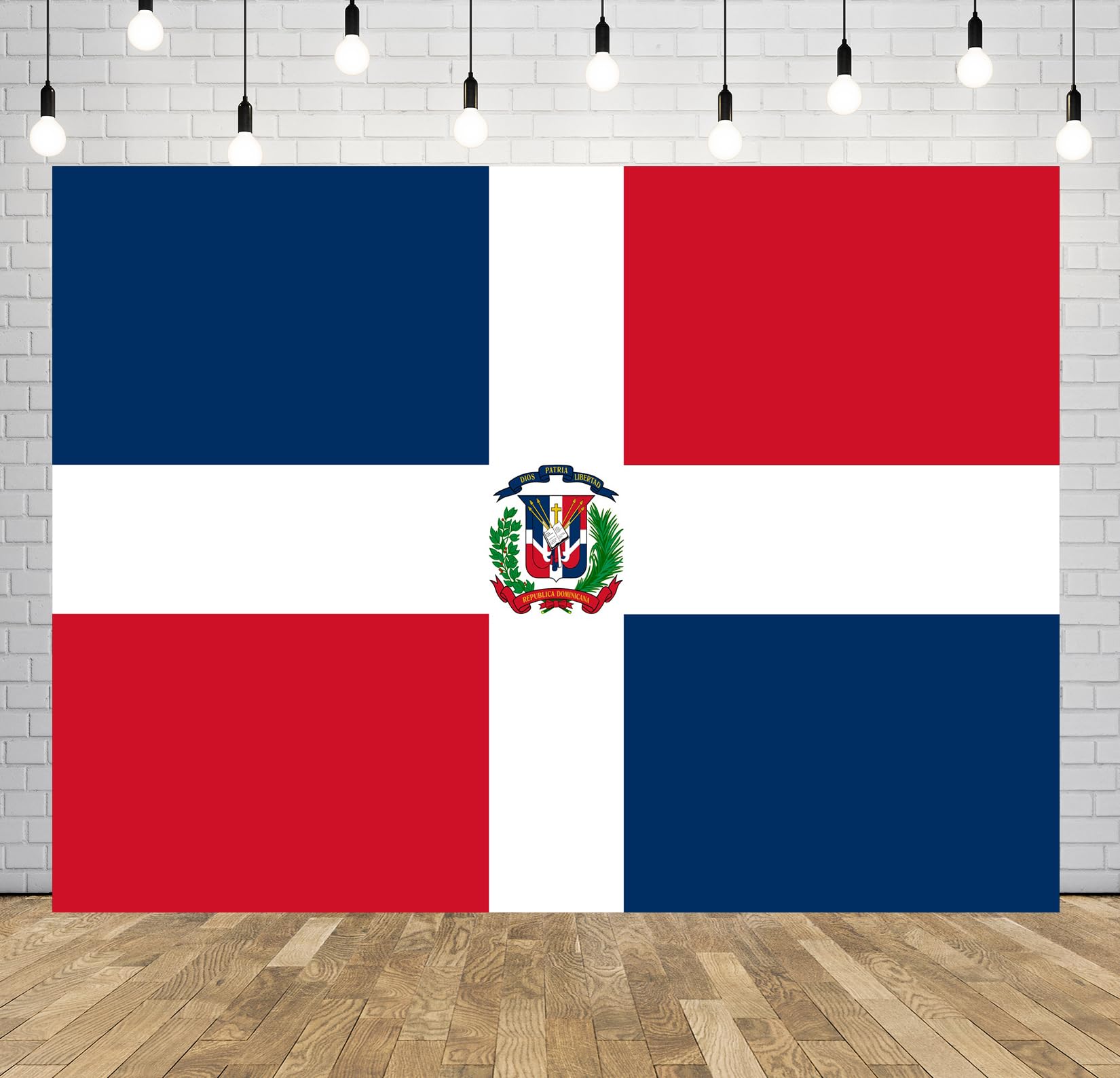 BELECO 5.2x3m Tela Bandera República Dominicana Fondo Bandera Dominicana Cartel Decoración Fiesta Decoración Pared Fotobox Estudio