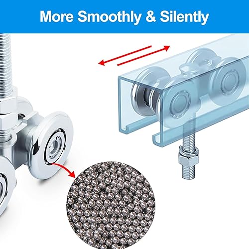 Miniatura 5 de 2 piezas de accesorios de ruedas de pista del sistema de carretilla de haz ruedas de rodillo de puerta corrediza con canal de puntal de riel de caja