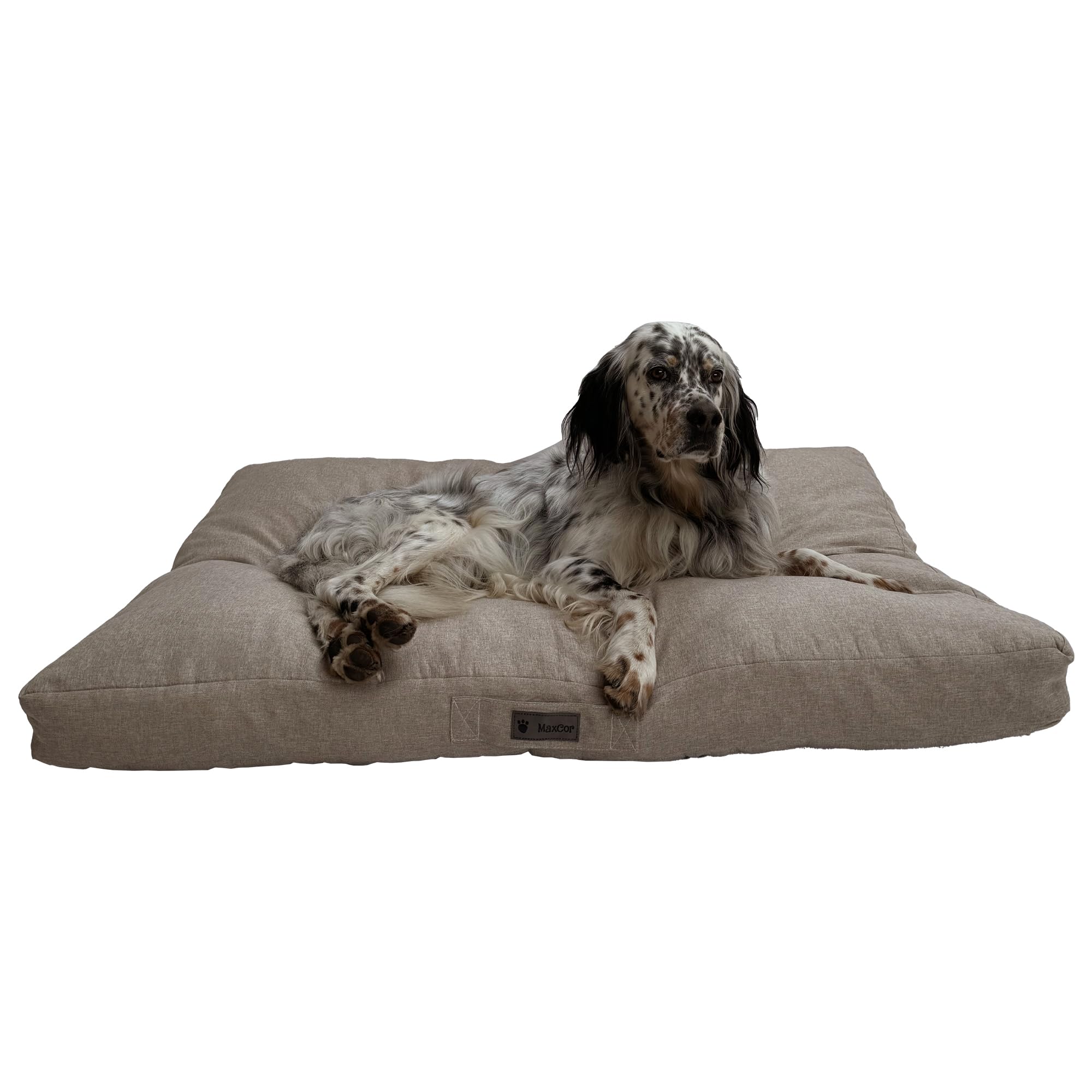 Large Rectangular Beige Memory Foam Dog Cushion - Waterproof and Relaxing - Relieves and Preserves Joints - Easy to Carry - Does Not Deform and Machine Washable