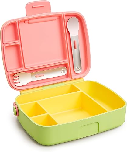 Miniatura 10 de Munchkin - Lonchera Bento para niños y bebés, incluye utensilios de acero inoxidable, sin BPA, para 18 meses en adelante, Azul/Verde/Amarillo