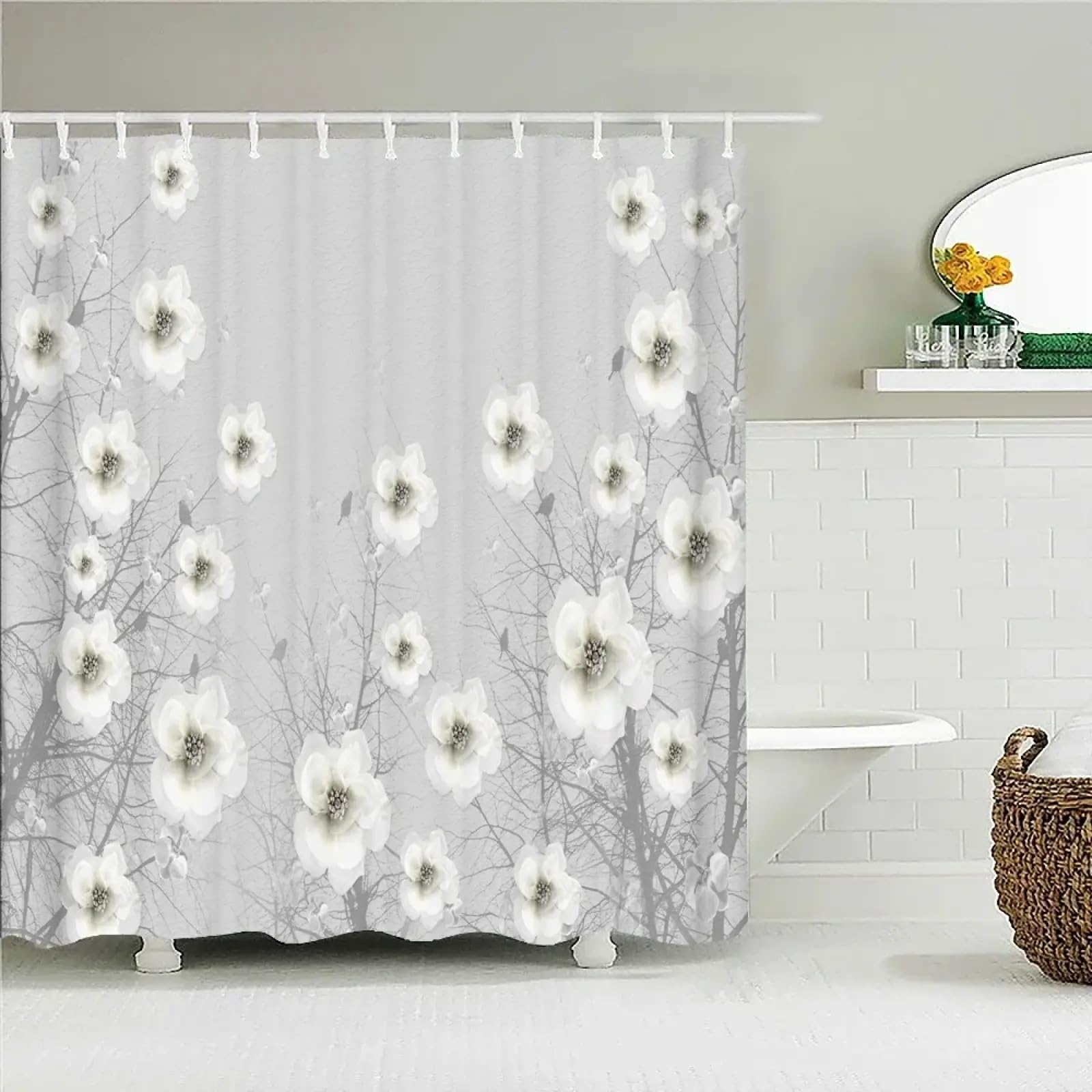 Rideau de douche en tissu imperméable style chinois 140x183cm écran lavable et durable