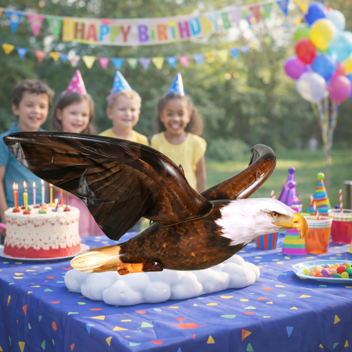 Jet Creations 38" Wingspan Inflatable Bald Eagle, Dark Brown, Realistic Wild Animal Figure, Patriotic Bird, Theme Parties, Pool Fun, Home Yard Decor