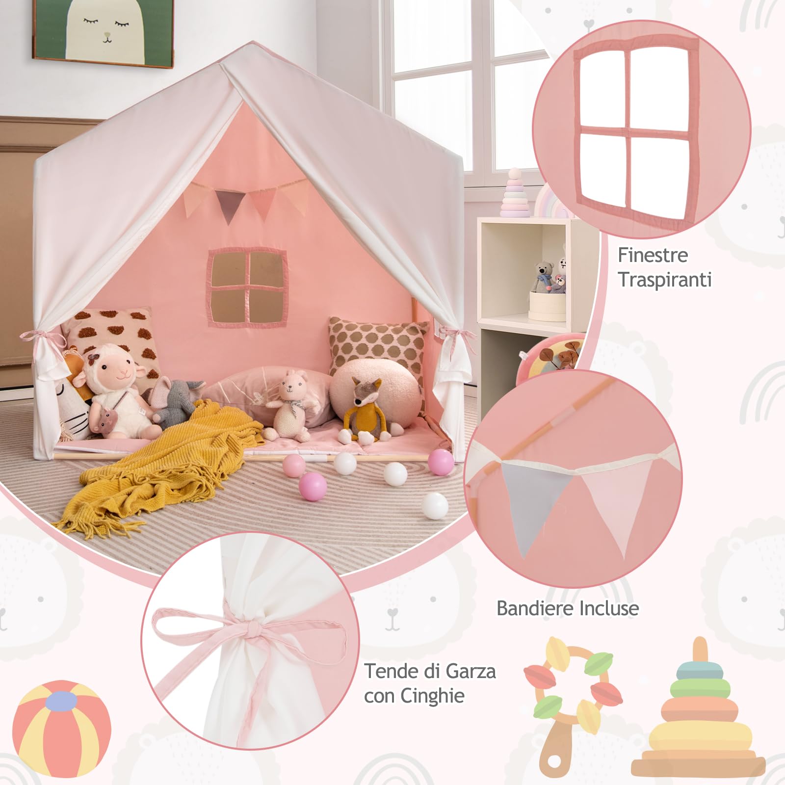 Capanna Per Bambini Da Interno VidaXL Tenda Da Gioco Per Bambini Blu Con 250 Palline 102x102x82 Cm Tenda Indiani Per Bambini