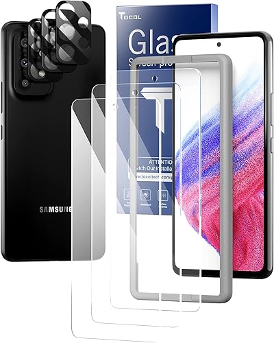 TOCOL Paquete de 33 protectores de pantalla para Samsung Galaxy A53 y protector de lente de cámara protector de pantalla de vidrio templado para