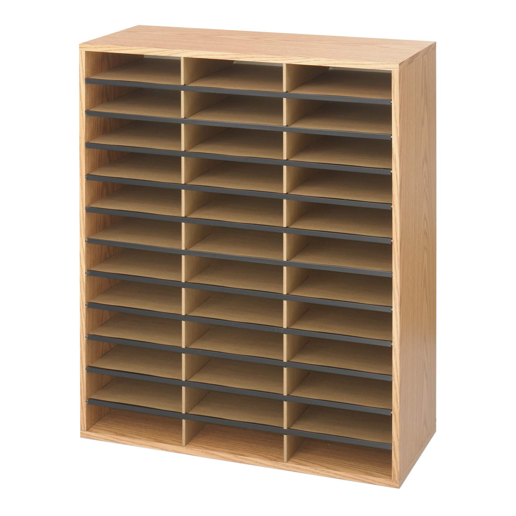 Photo 1 of Safco Products Wood/Corrugated Literature Organizer, 36 Compartment 9403, Economical Organization, Letter-Size Compartments