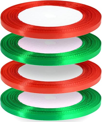 Cintas de Navidad de 100 yardas para envolver regalos, cintas de satén de Navidad para envolver bodas, lazos de costura, coronas, manualidades (0.88