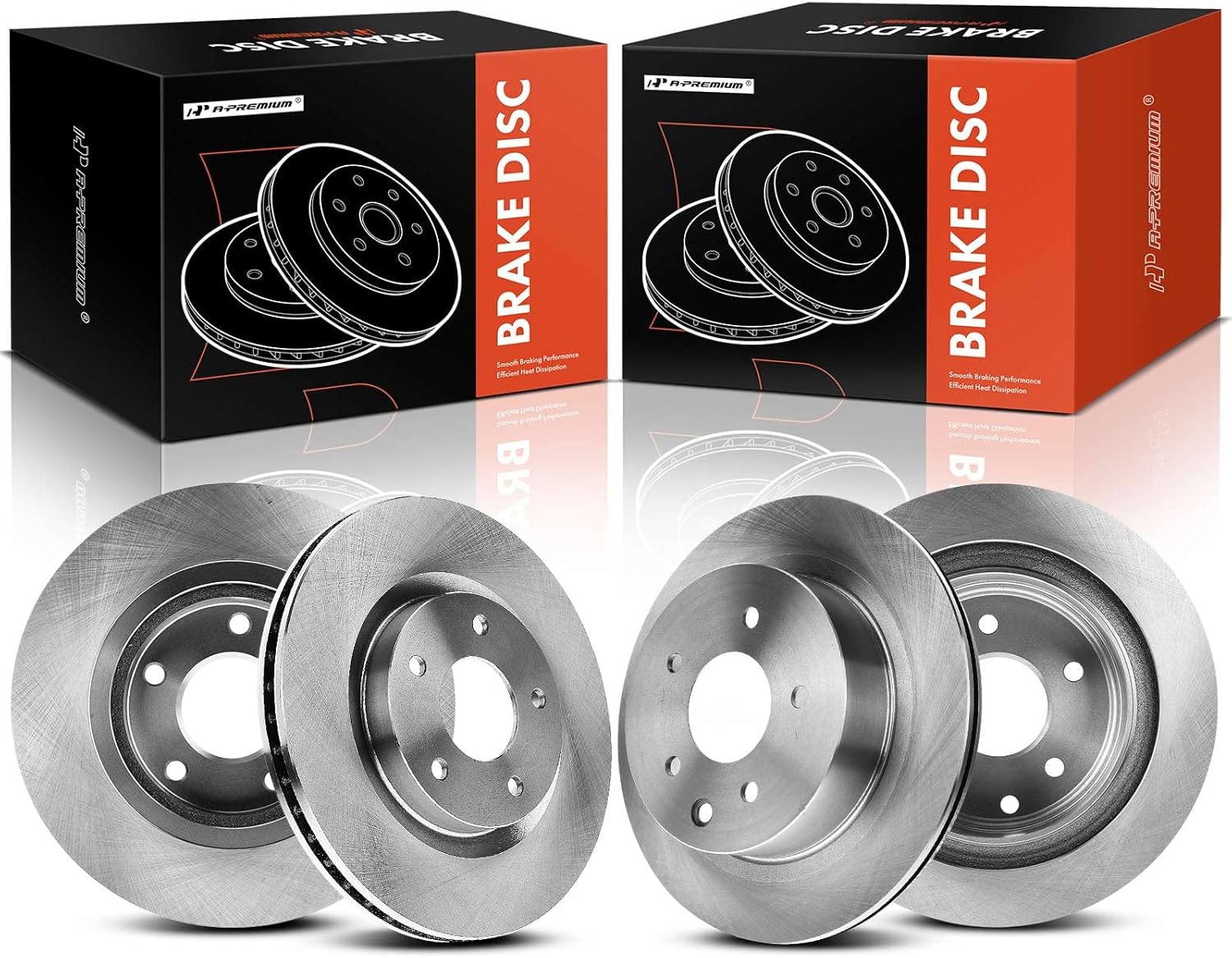 A-Premium Front and Rear Vented Disc Brake Rotors Compatible with Nissan Models - Rogue Select 2014-2015, Rogue 2008-2013, Rogue 2014-2017(Without Third Row Seating), 4-PC Set