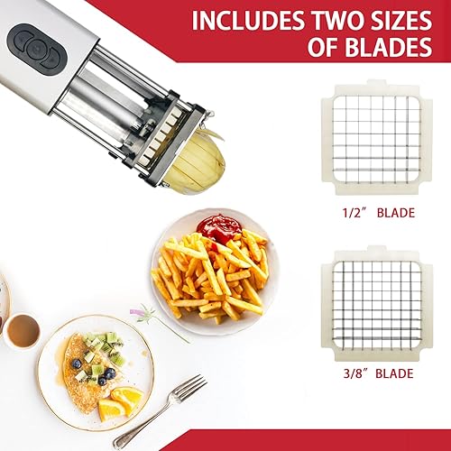 Miniatura 4 de Fstcrt Cortador eléctrico para papas fritas, cortador de acero inoxidable con hoja de 12 y 38 pulgadas, cortador de papas fritas para restaurantes y
