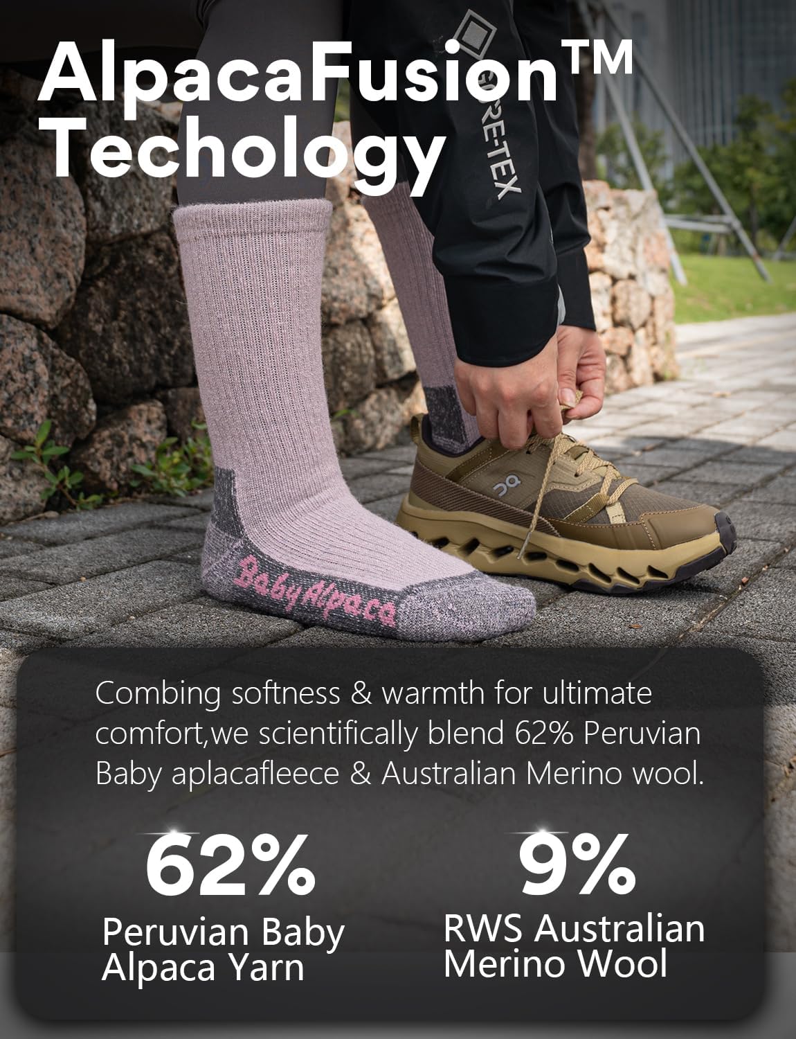 Alpaca Wool Warm Hiking Socks Heavyweight, Winter Athletic Crew Work Boot Thick Thermal Fleece Moisture Wicking