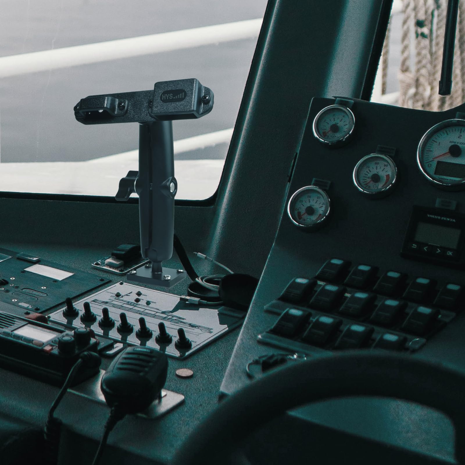 HYS Supporto adesivo per walkie talkie per camion e auto, con clip per cintura per microfono, presa sicura, resistente supporto per tablet, robusto supporto radio a 2 vie per veicoli commerciali,