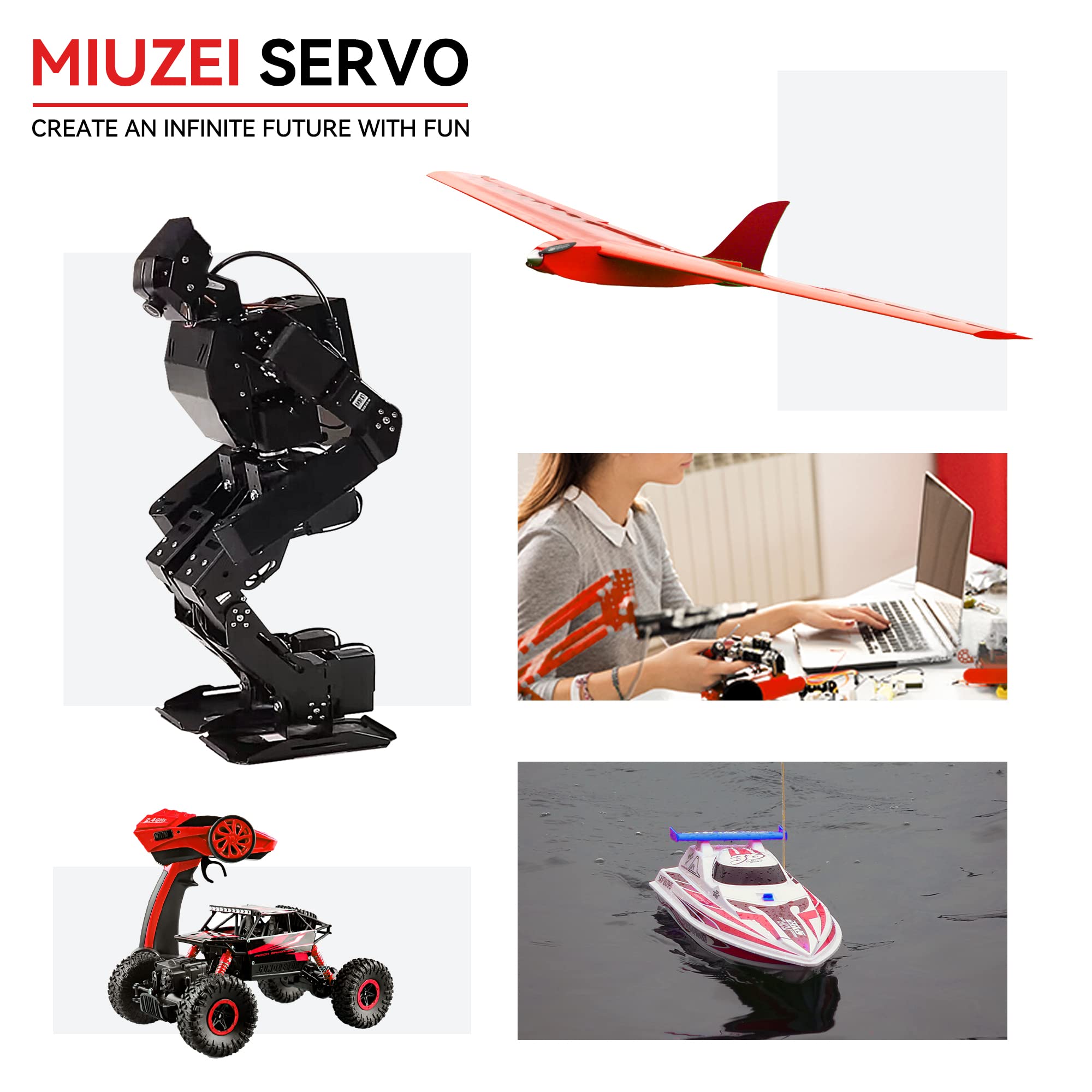 Miuzei Servo RC da 25 kg, 180°, digitale, 8,4 V, ingranaggi in metallo per camion Crawler | 3 pezzi, 0,14 s, paraspruzzi, forte braccio in alluminio CNC, 25T, servo sterzo per 1/8 1/10 Truggy escavatore barca robot