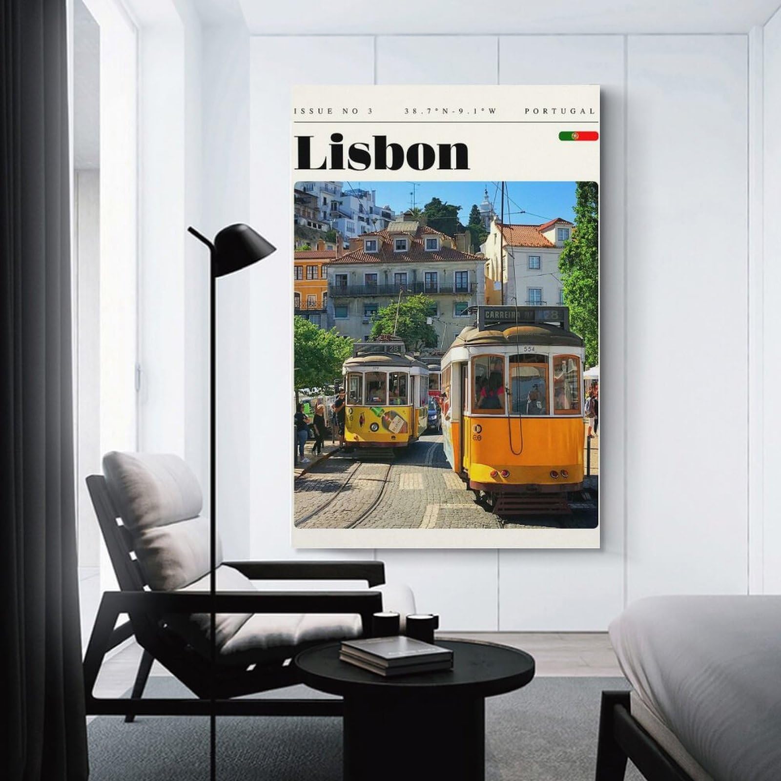 Junmoney Lisbon Portugal Travel Art Wall Art Print 20x30inch(50x75cm), for Hallway, Entryway Or Landing, A Neat Decor Update for Hallways, for Everyday Interiors