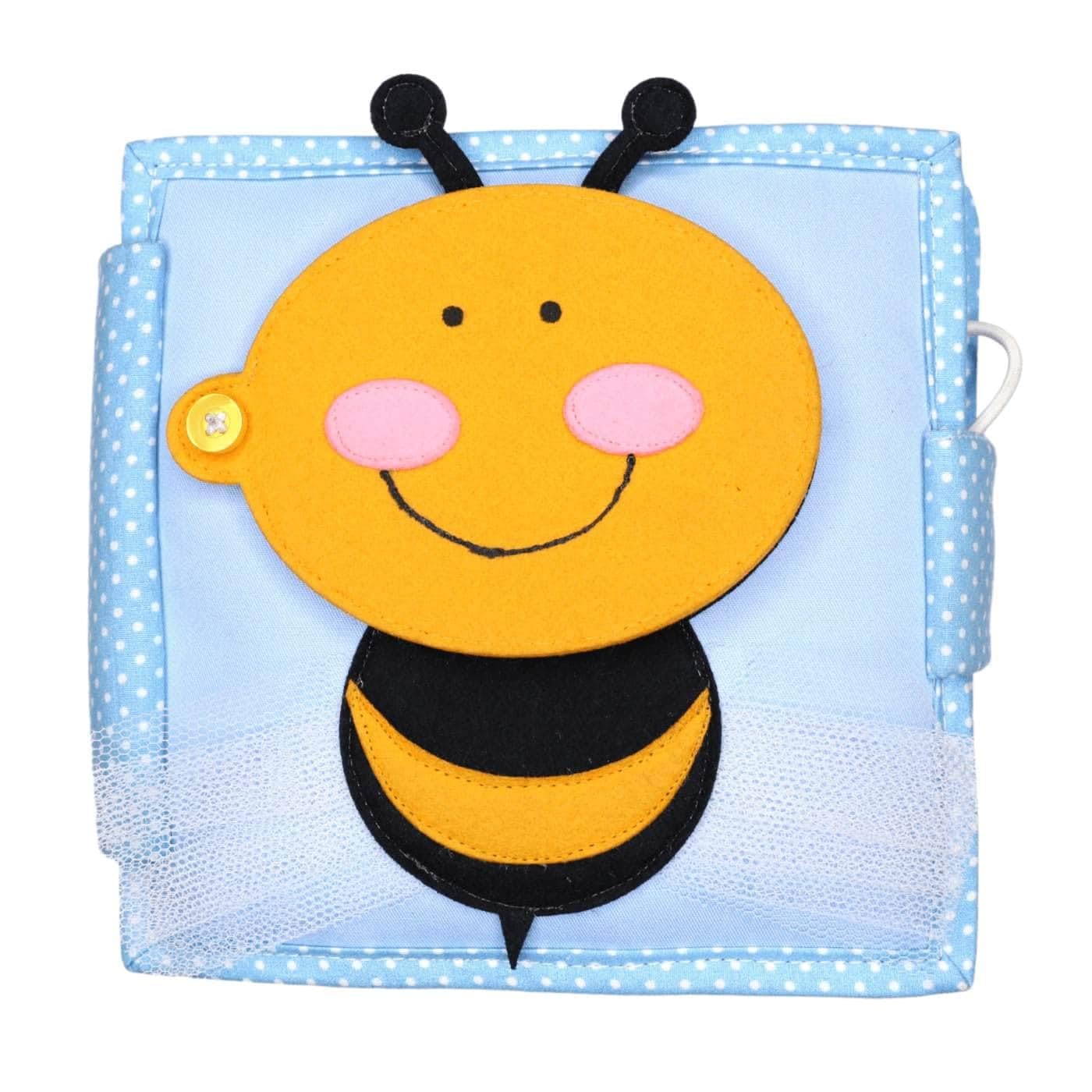 Jolly Designs – Piccola ape – Mini Quiet Book – Montessori Giocattoli a partire dai 6 mesi – Promuovere le capacità motorie e sensoriali – Libro in feltro fatto a mano – Giocattolo educativo per