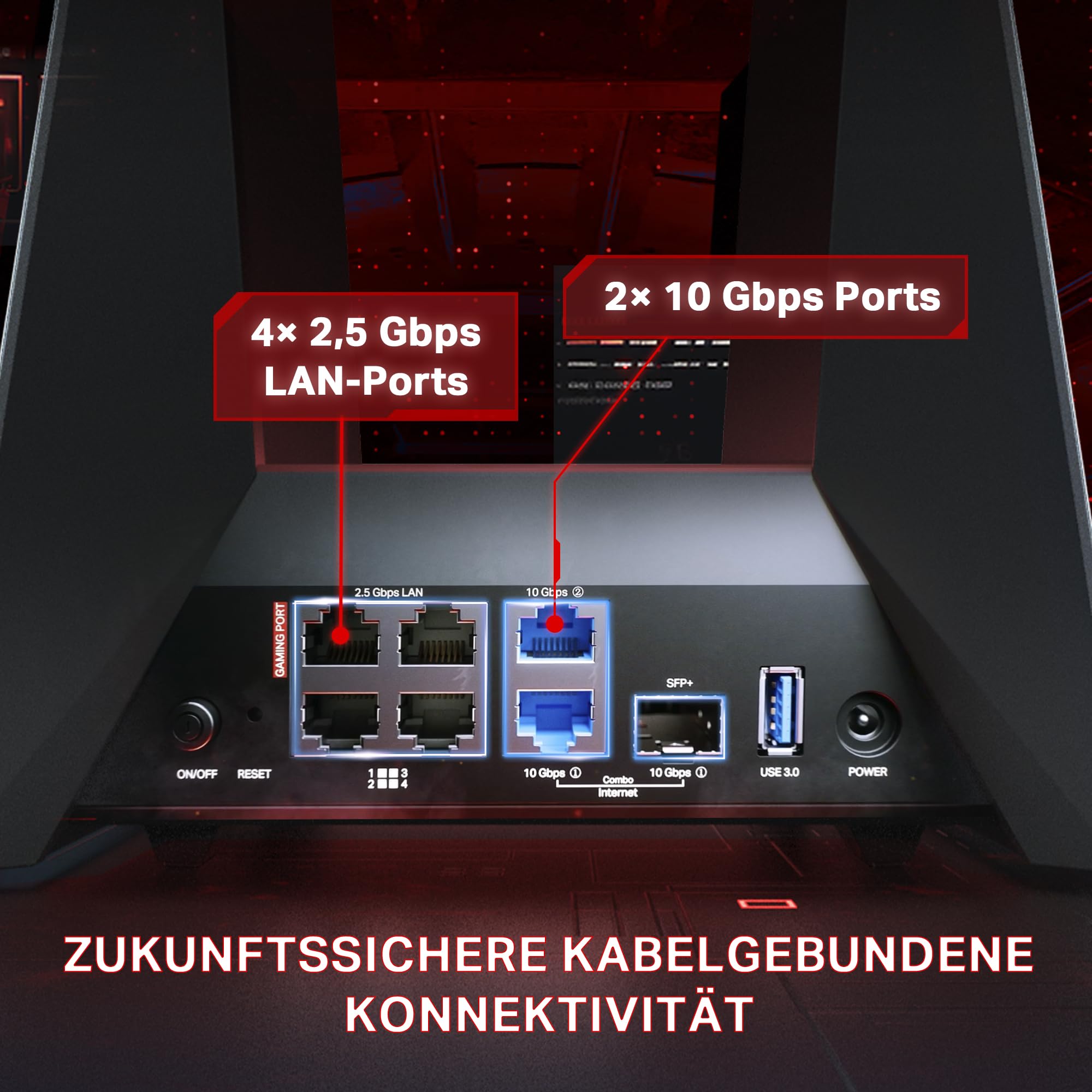 TP-Link Archer GE800 - Router da gioco Tri-Band, Wi-Fi 7, 2 porte da 10 Gbps, porta di gioco dedicata, pannello di gioco dedicato, accelerazione esclusiva per giochi, orientamento del gioco