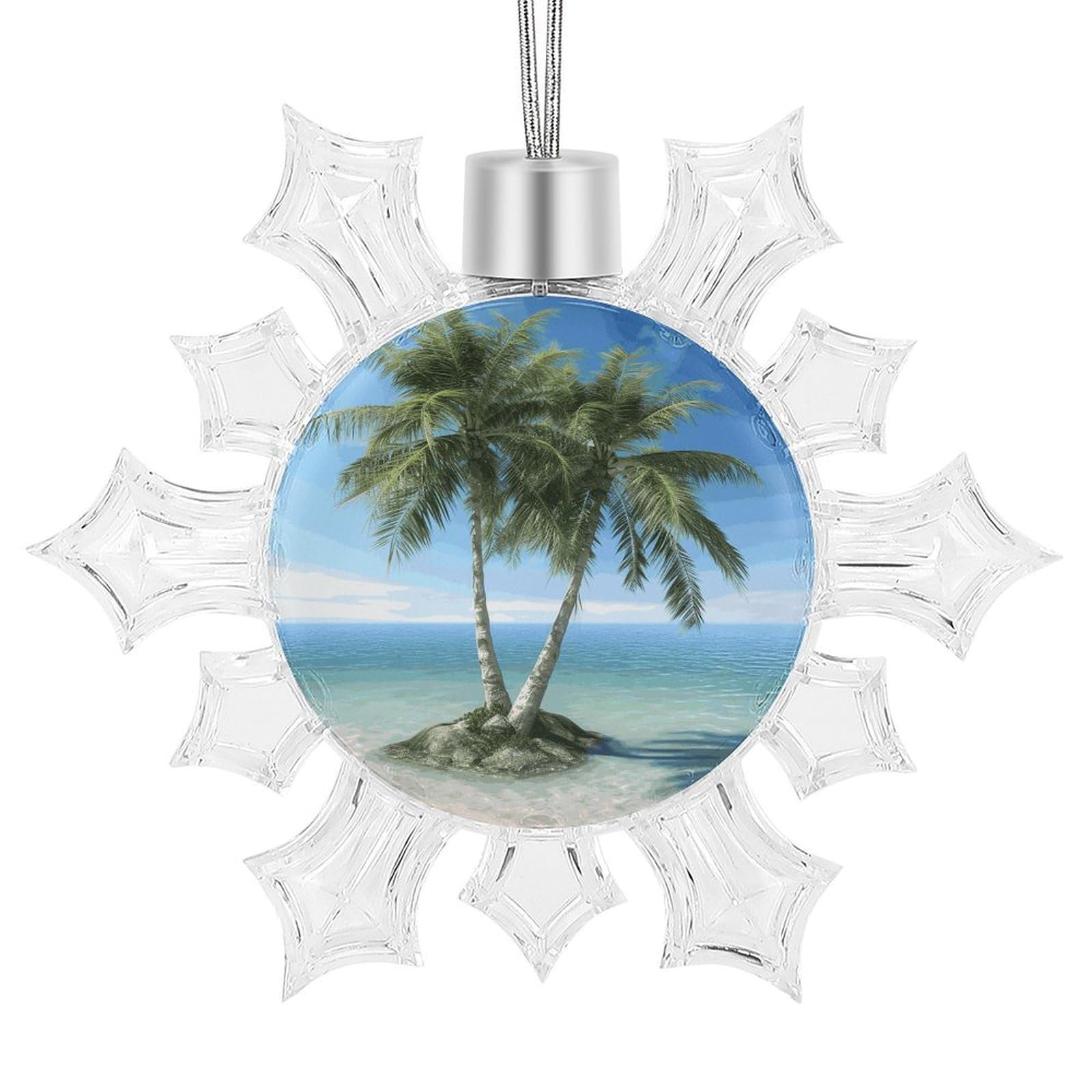 Sea Palm Trees Snowflake Ornaments Cute Snowflake Pendant Exquisite Christmas Tree Ornaments for Christmas Weddings New Year Birthday Holiday Celebration