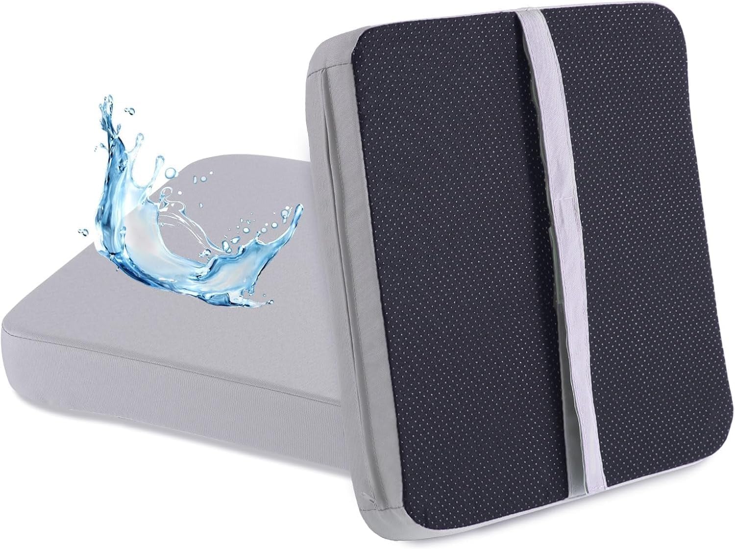 屋内の屋外長方形のバースツールクッション12x16インチ、ストラップ付きの滑り止めダイニングチェアクッション、2の防水シートパッドセ