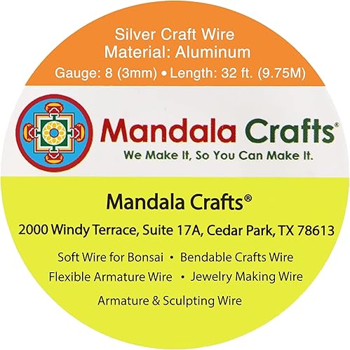 Vista 156 de Mandala Crafts Alambre de aluminio anodizado de calibre 8 para hacer joyas, alambre gris flexible de color de 32 pies, flexible y flexible