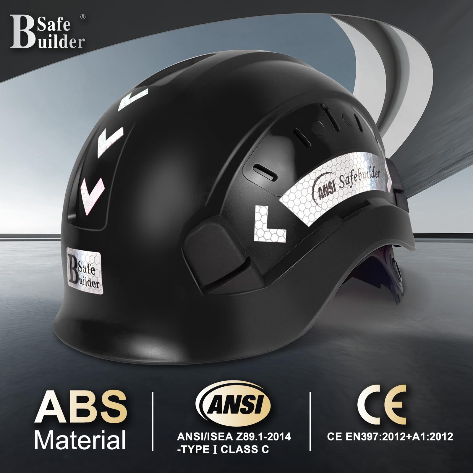 Casco di sicurezza per edilizia, casco rigido in ABS, sistema di ventilazione regolabile, protezione per la testa da lavoro industriale, per uomo, certificato ANSI/ISEA Z89.1