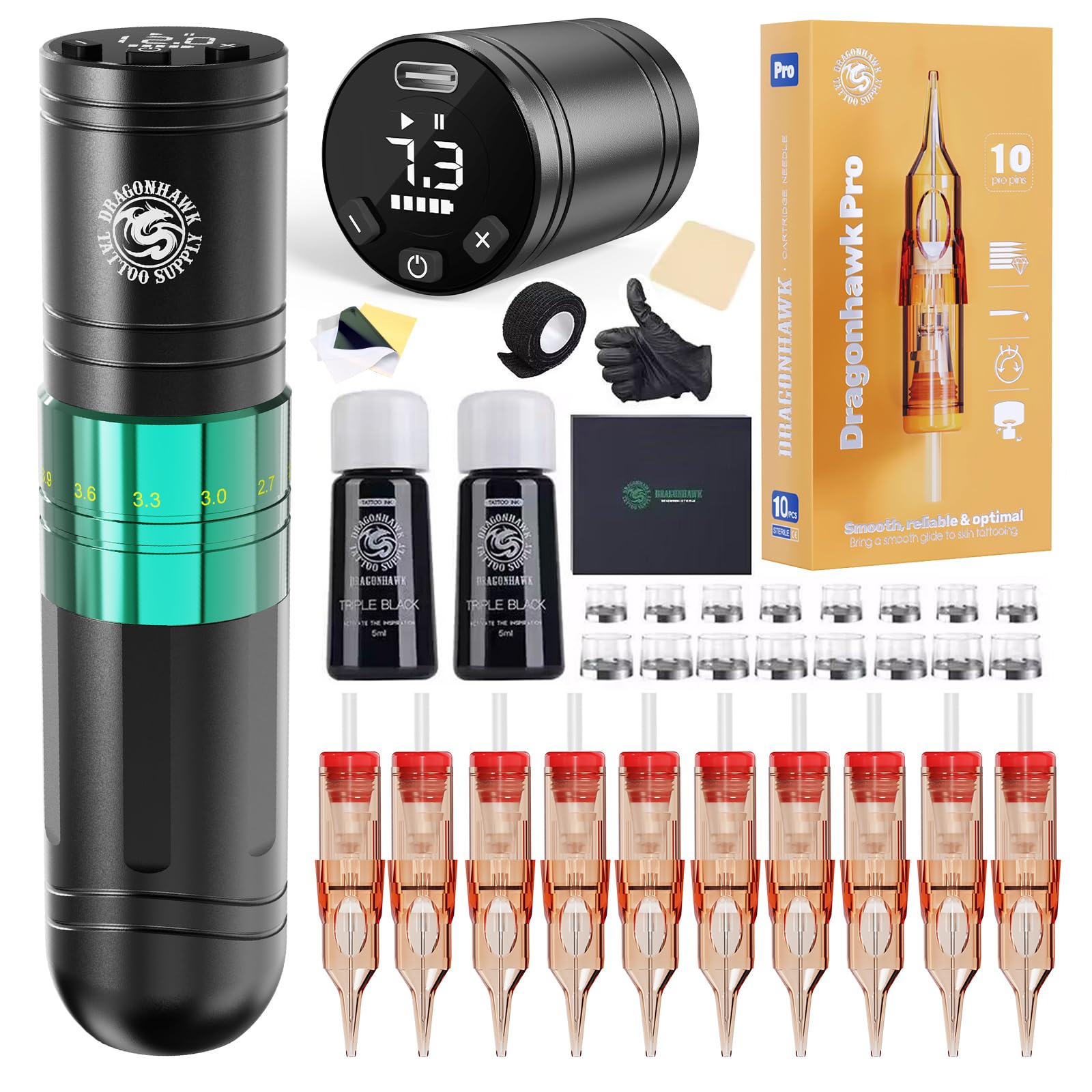 Amazon.com: Dragonhawk A2 Wireless Tattoo Pen Kit with 2 Batteries