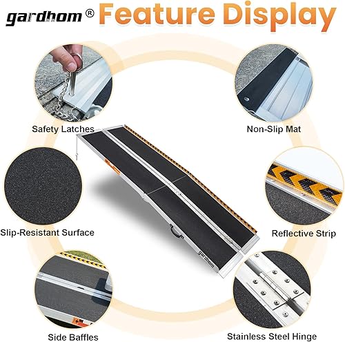Miniatura 18 de gardhom - Rampa portátil para silla de ruedas de 3 pies, rampa plegable de aluminio antideslizante para silla de ruedas, rampas para sillas