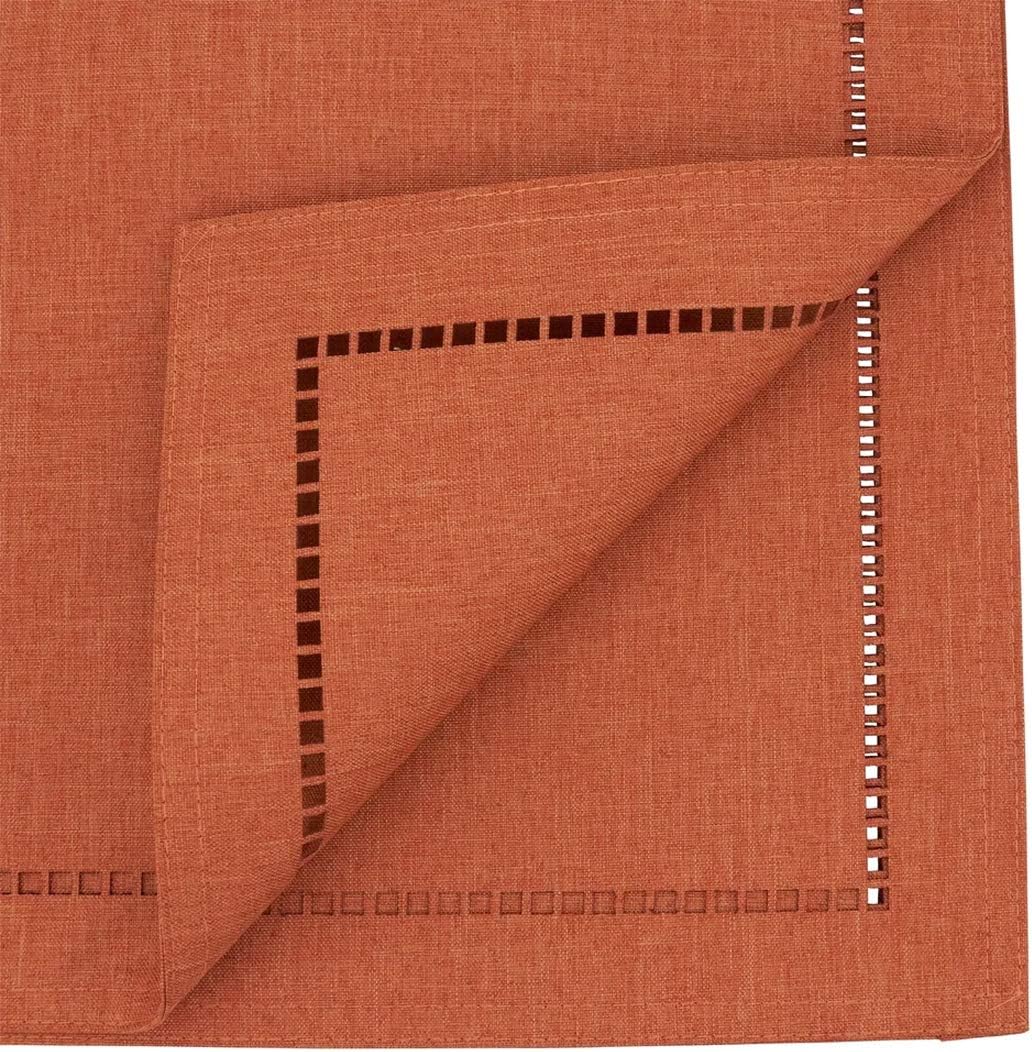 Fennco Styles Solid Color Laser-Cut Hemstitch Design Table Runner 14" W x 54" L - Rust Table Cover for Home Décor, Everyday Use, Wedding, Banquet, Holiday and Special Occasion