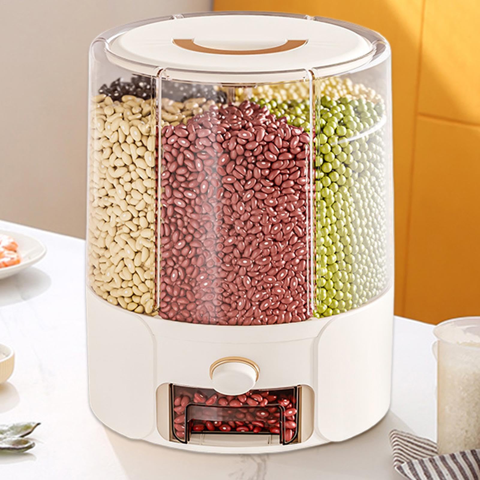 Genérico Dispensador De Arroz | Contenedor Para Almacenamiento De Cereales,Tarro Antimosquitos con Separadores Giratorio Antihumedad para Despensa Restaurante Cocina Granos Cereales Harinas
