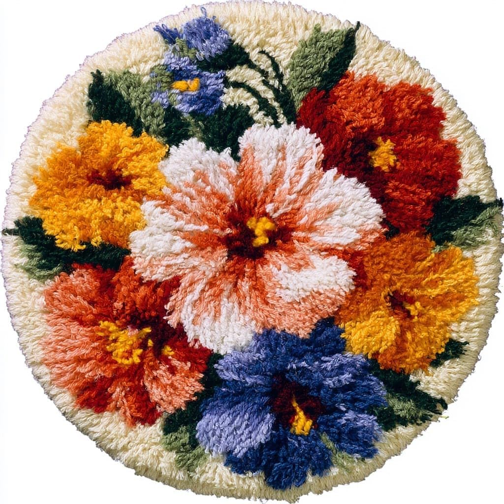 AMBATTERY Latch Hook Rug Kit Latch Hook Kits for Beginners,Colorful Flowers
