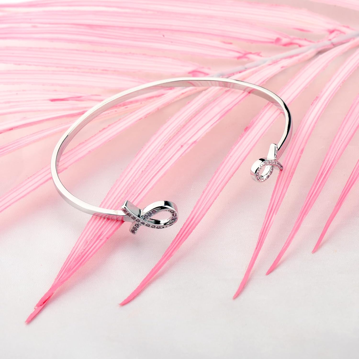 AKTAP Breast Cancer Gift Breast Cancer Awareness Bracelet Pink Ribbon Bracelet Cancer Gift For Women (Pink Ribbon Bracelet) - Image 2