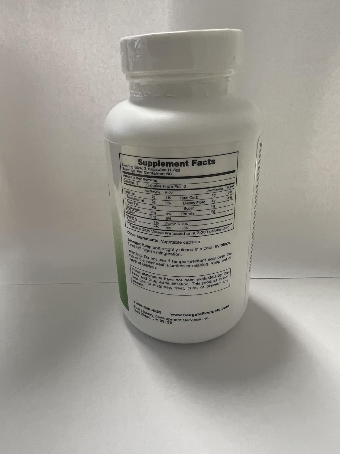 Seagate Products Freeze-Dried Nopal Cactus 500 mg 180 Capsules