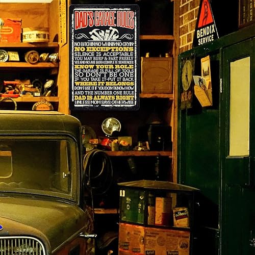 Miniatura 4 de Letreros divertidos de garaje para papá, letrero de reglas de garaje para papá, decoración de cueva de hombre, regalos para hombres, papás, garaje,