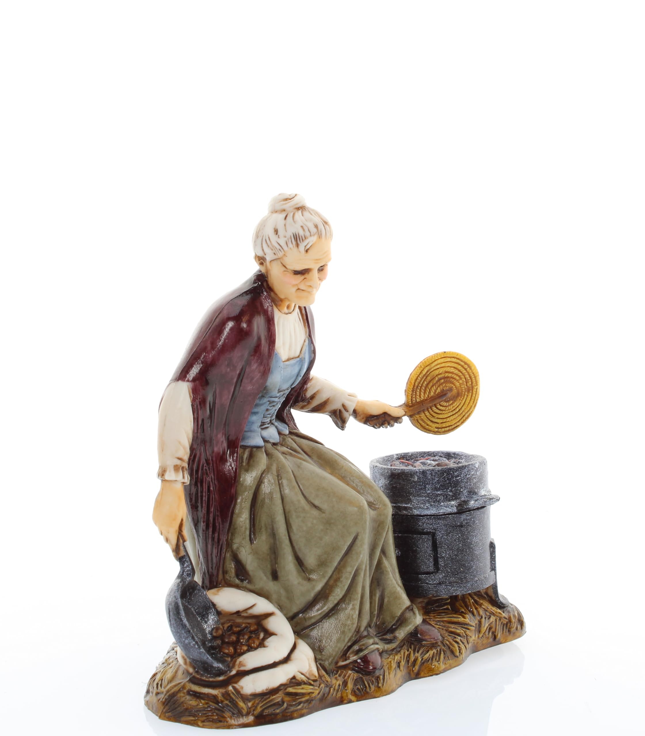 Moranduzzo Venditrice di Castagne per Presepe da Cm 12 Scala 1:15 -Statuine Presepe Indistruttibili - Stile 700', Pittura Rifinita a Mano, Prodotto Ufficiale, Made in Italy, Scultore M. Landi