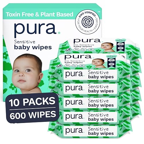 Pura Baby Wipes Unscented 600 Wipes Sensitive Skin with Aloe