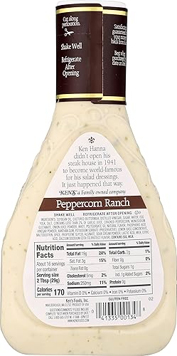 Miniatura 4 de Ken's Steak House Peppercorn Ranch Aderezo (Peppercorn Ranch, 16 onzas líquidas, paquete de 6)
