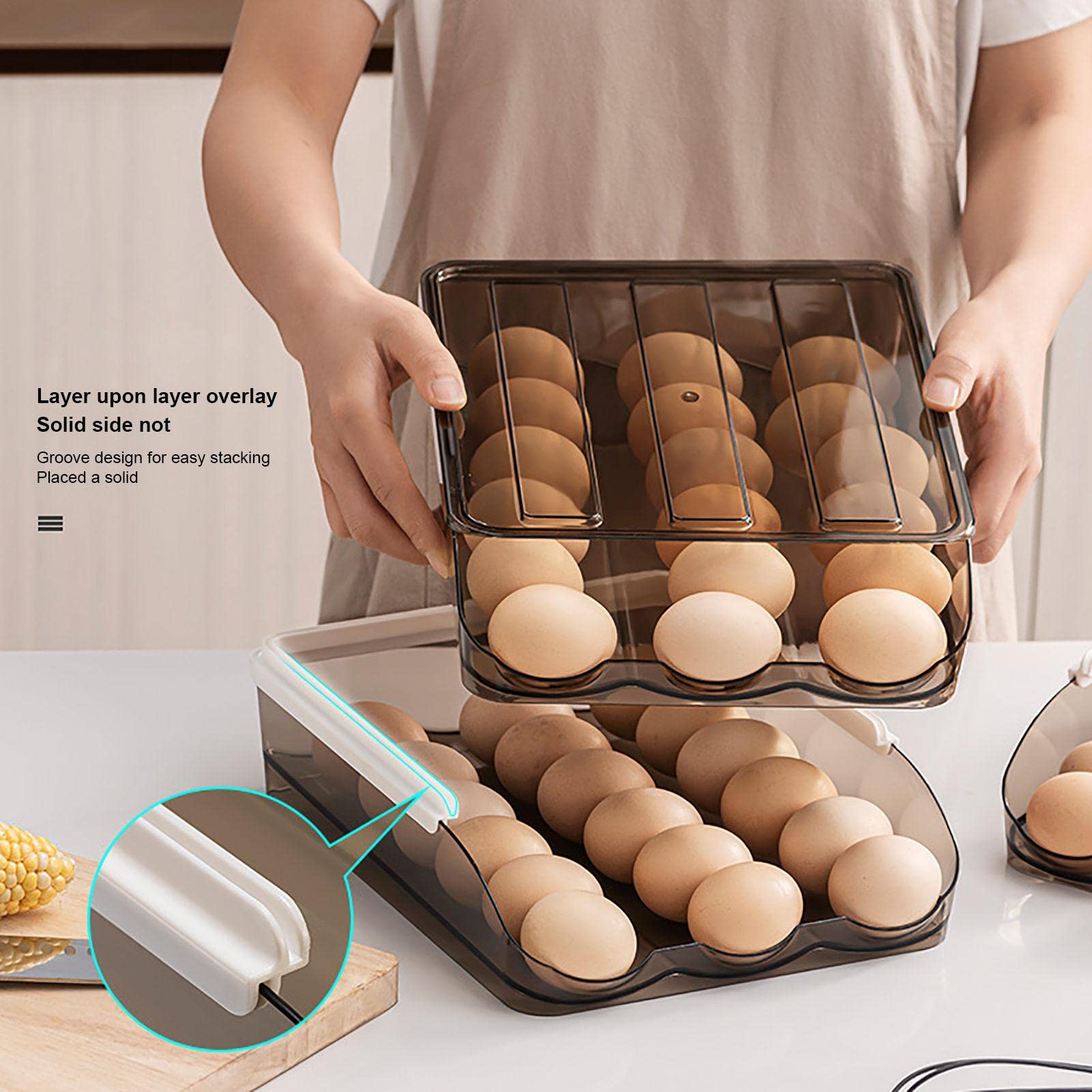 Double Layer Egg Storage Box Drawer Type Refrigerator Fresh Egg Organizer 32 Grids Thickened Egg Holder For Kitchen Accessors From 7,08 € | DHgate - View #10