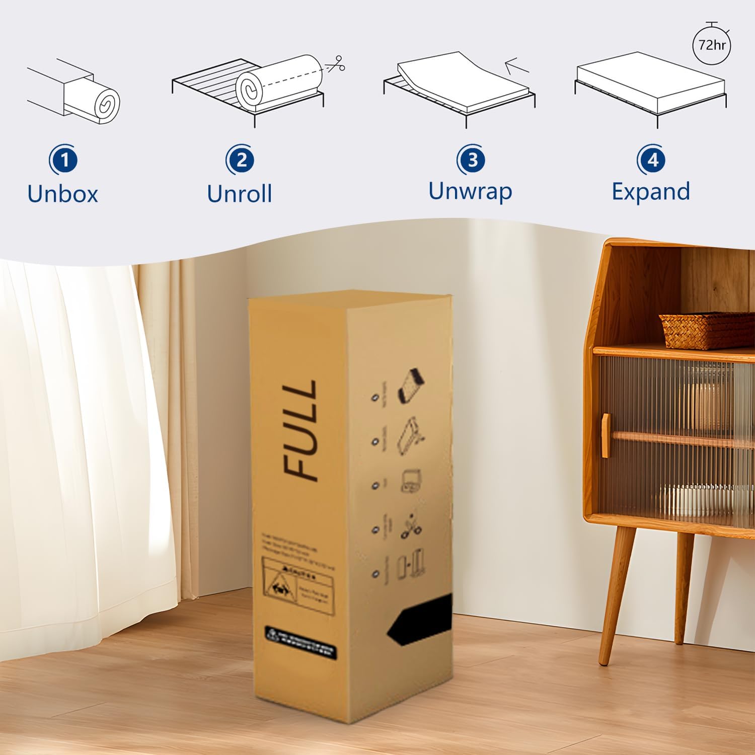 12 Inch Full Mattress, Memory Foam Hybrid Full Size Mattress in a Box with Independent Spring, Medium Firm, Edge Support & Pressure Relief, CertiPUR-US Certified