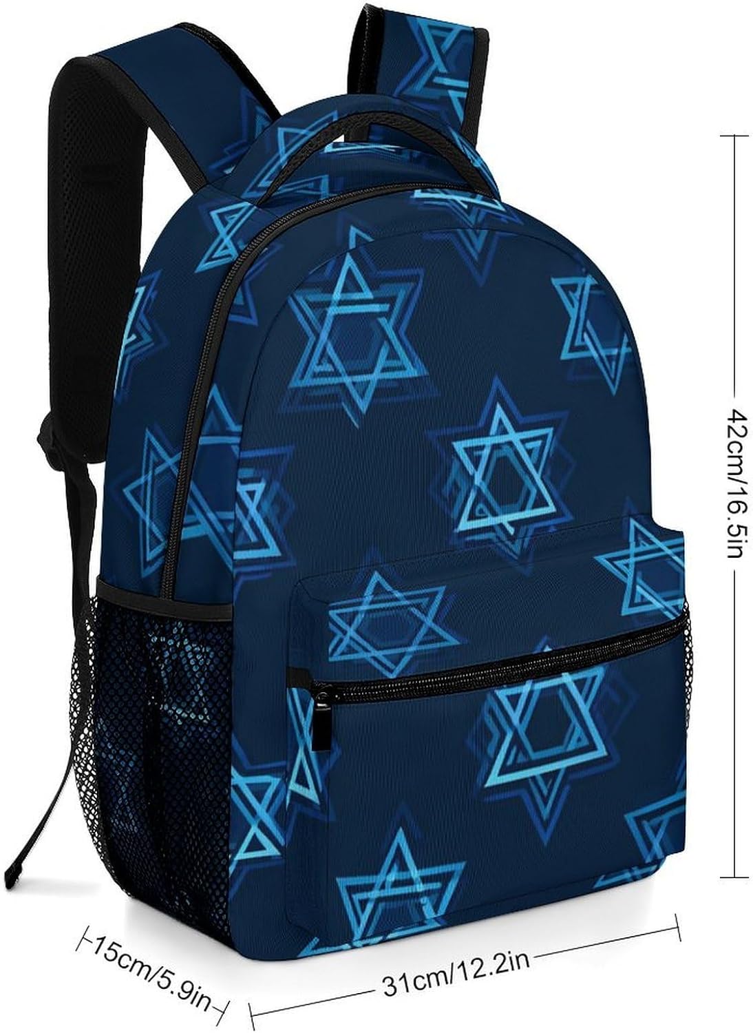 Blue Star of David Unisex Backpack Casual Daypacks Lightweight Shoulders Bag for Camping Hiking Travel