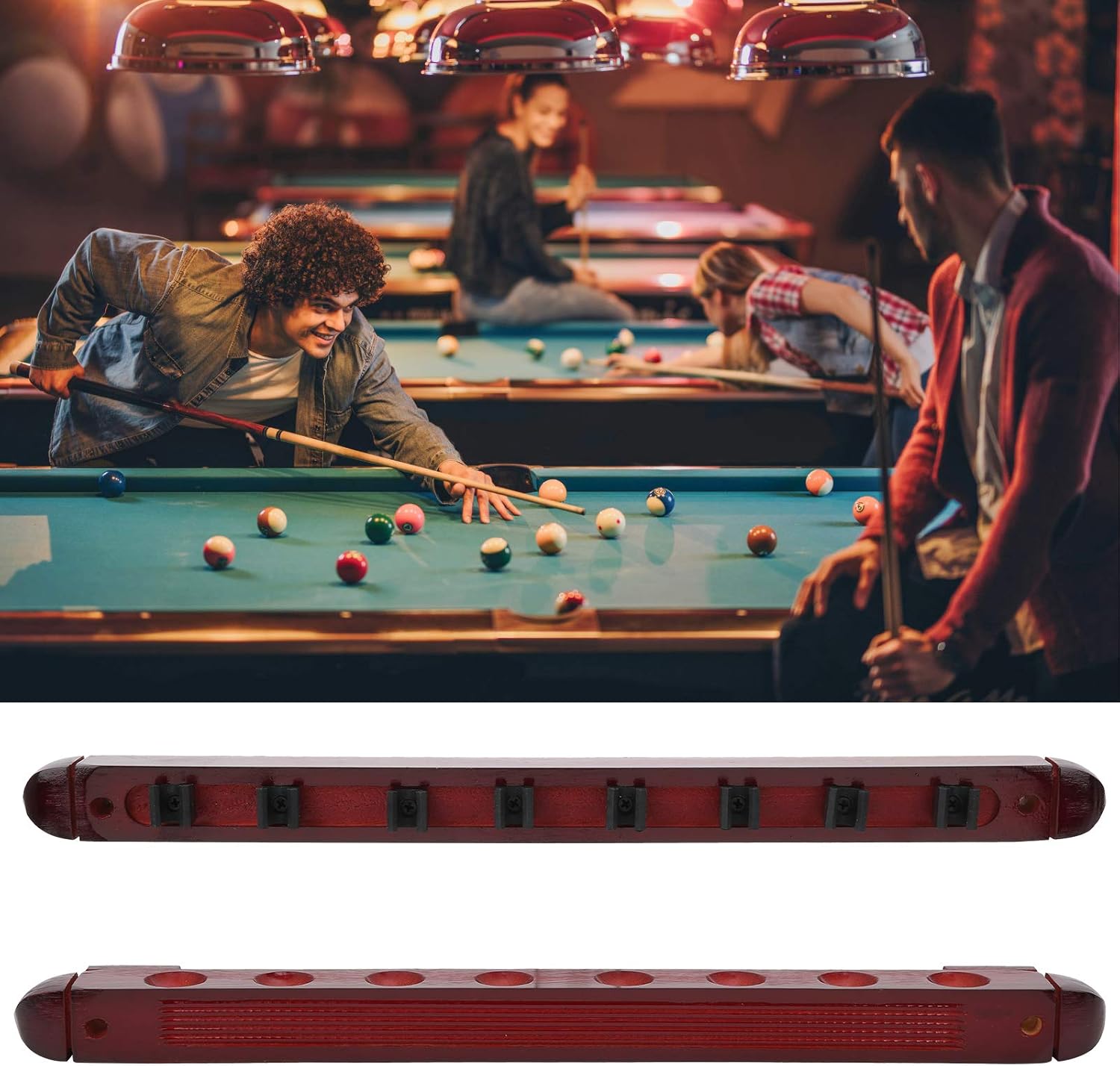EVTSCAN Billiards Cues Rack, Wall Mounted Snooker Pool Cues Stick Pole Rod Holder Billiards Accessory, for Billiards Cues