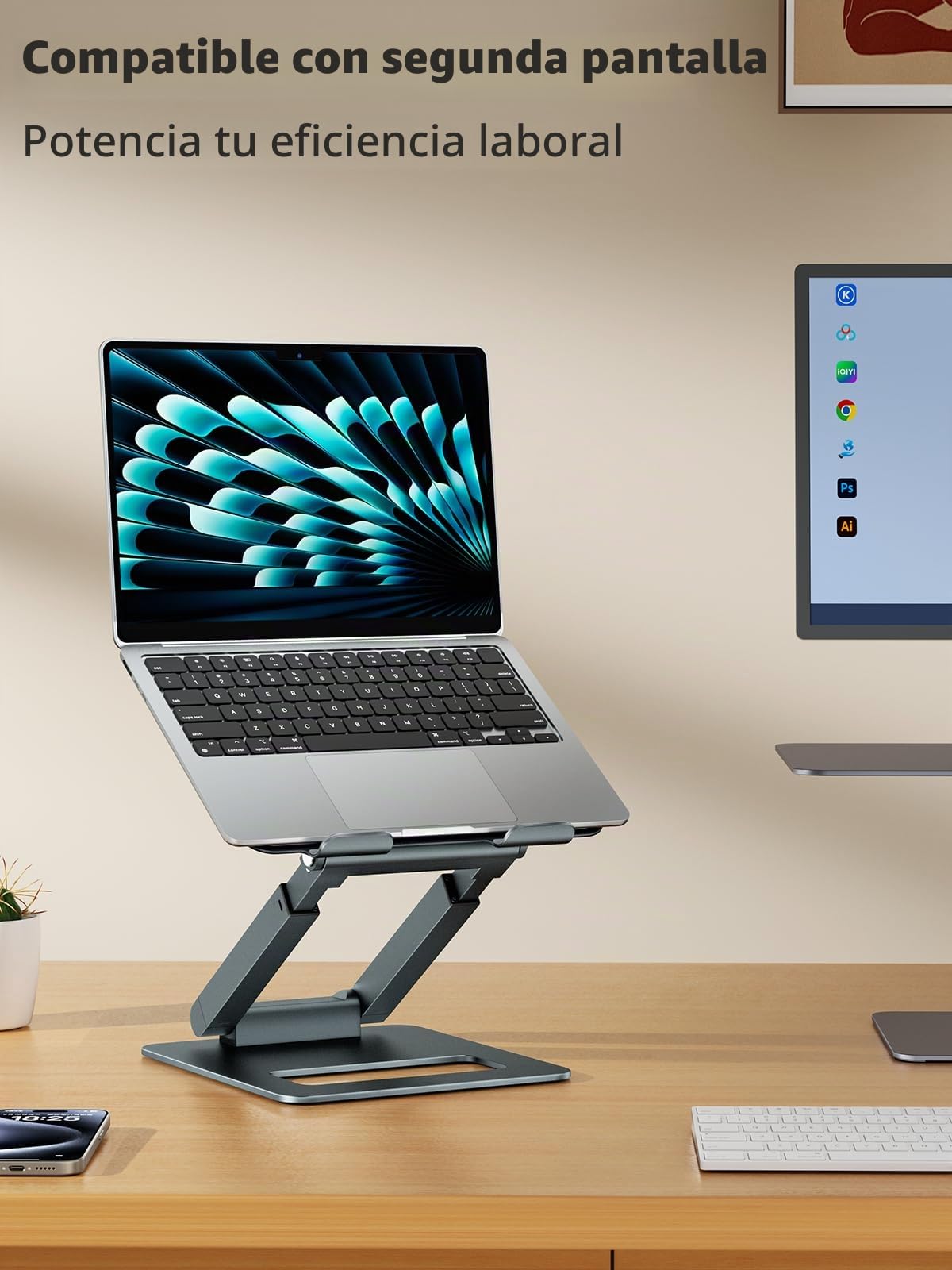 tounee Soporte PC Portátil, Soporte Ergonómico para Computadora, Altura Ajustable de 2.1"a 21", hasta 22 Libras, Compatible con MacBook, Todas Las computadoras Portátiles de 10-17 Pulgadas, Gris