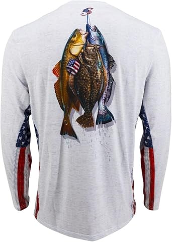 Salty Scales American Stringer Long Sleeve Fishing Shirt for Youth, Dri-Fit Performance Clothing