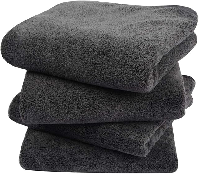 KinHwa Microfibre Hand Towels for Bathroom Super Soft Absorbent Bathroom Towels 40x76 Cm Luxury Thick Quick Dry Bath Towel 4 Pack Dark-Grey