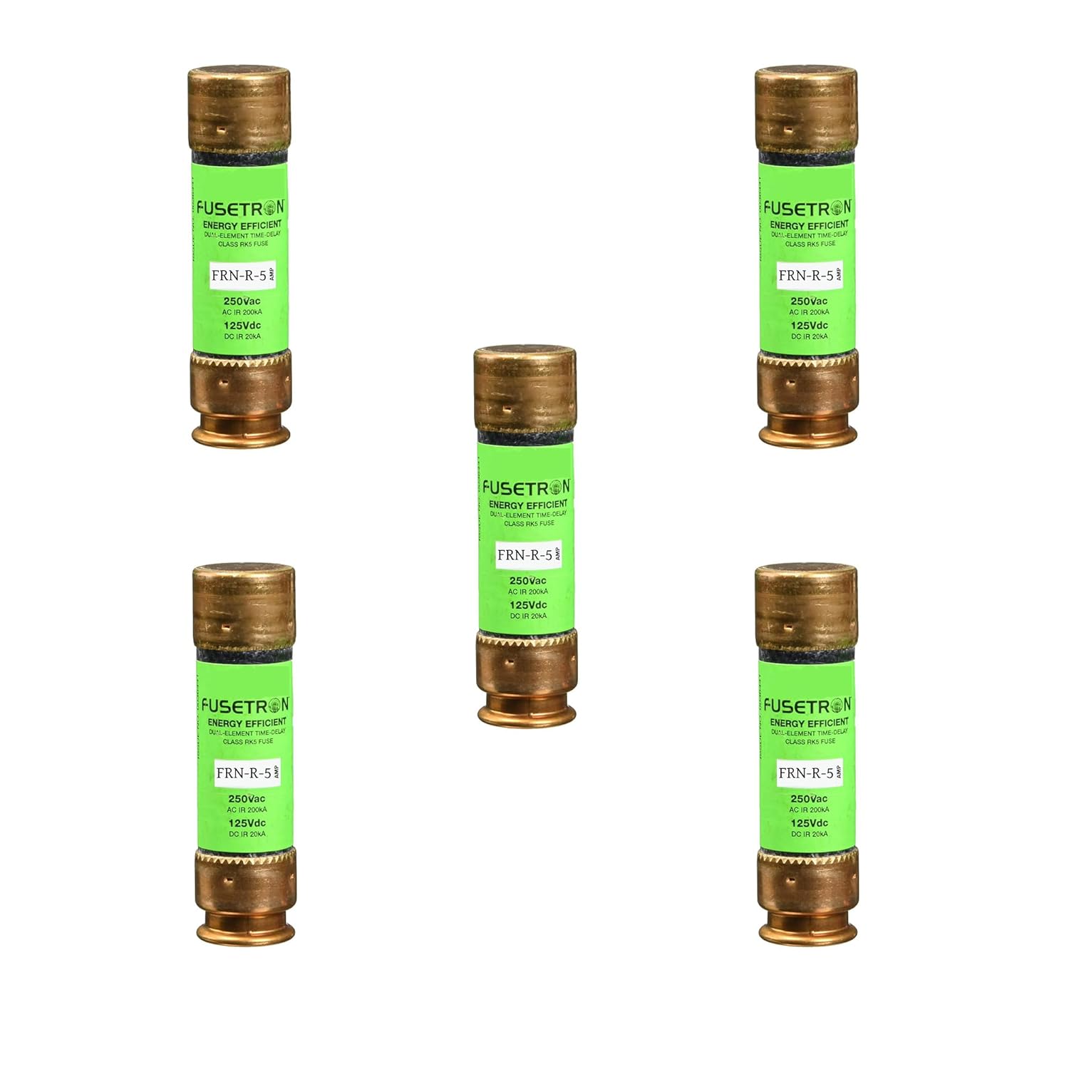5-Pack New FRN-R-5 FRN-R-5A 250Vac Time Delay Fuse, FRN-R-5A Current Limiting Class RK5 Fuse