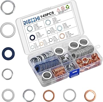 149PCS Oil Drain Plug Gasket Assortment 9 Sizes Automotive Engine Replacement part Oil Crush Washers Seals Kit for Toyota Honda Subaru VW Audi Mercedes Benz