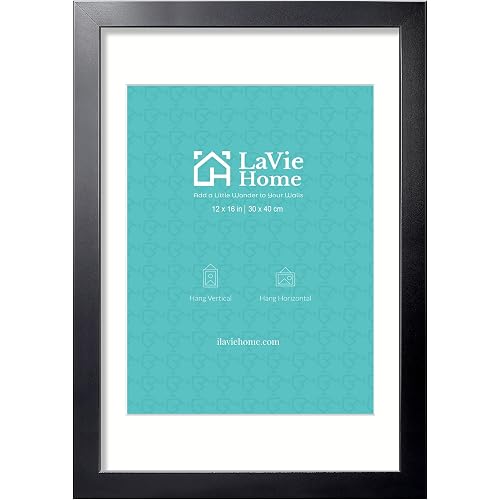 12x16 Picture Frame, 12 x 16 Frame Display Pictures 8.5x11 with Mat or 12x16 Without Mat, Stable and Sturdy Black Frame and Polished Plexiglass, Horizontal and Vertical Format of The Walls