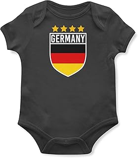 Purple Print House Baby,Clothing,Baby Boys 0-24m,Bodysuits & One-Pieces,Bodysuits Purple Print House Baby Boys Germany Flag Badge Retro Babygrow - Football Country European 2021 Supporters Gifts for Baby - 2020 German Tournament Footy Soccer Top